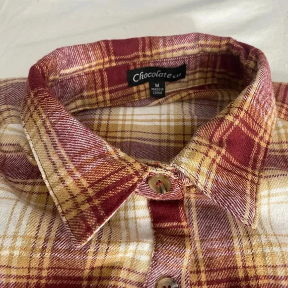 Women’s flannel red and white plaid top size M - Picture 8 of 8